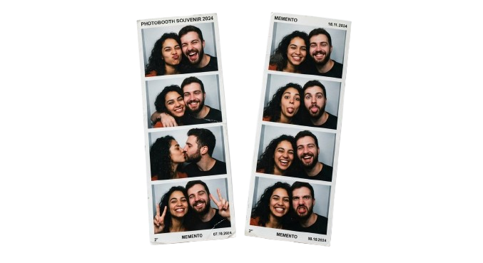 Photo booth strips of guests posing